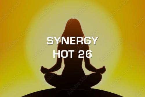 Synergy Hot 26 - The original 'hot yoga' sequence.  26 postures and two breathing exercises designed to move our body through its full range of motion, and maintain the health of all joints, organs, muscles, bones, ligaments, metabolic systems and cells.  There is no weight bearing on the arms or shoulders, so it is particularly therapeutic for those recovering from or preventing injury. It is designed for beginners and all levels of experience and fitness.  (105 degrees.) <br><b>Click to Book Now!</b>