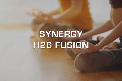 Synergy Hot 26 Fusion - This Fusion 60 minute class will blend the poses you've come to love with a classic Hatha Vinyasa flow. Based on the Hot 26 series with the addition of Sun Salutations integrating breath and movement.  Modifications provided to create a class for all levels. <br><b>Click to Book Now!</b>